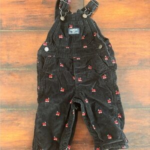 OshKosh B'gosh Black Corduroy Baby Overalls with Red Trains